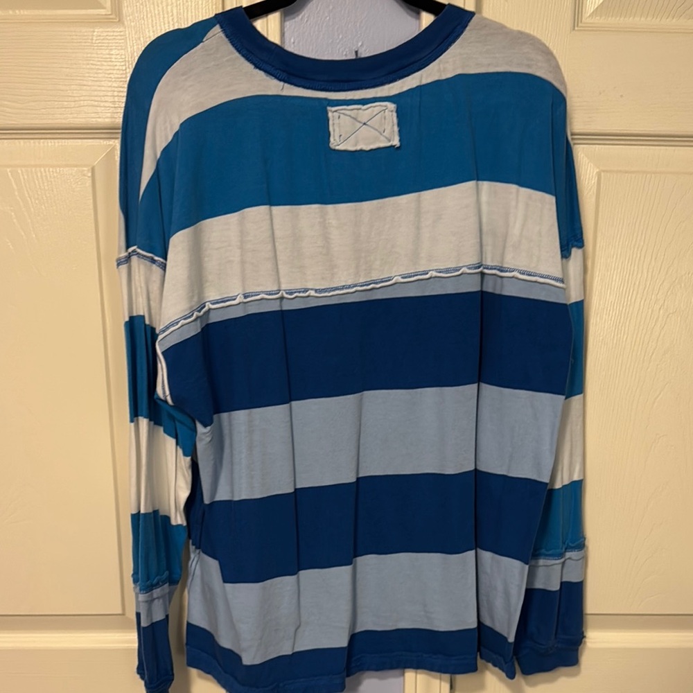 We The Free Blue and White Striped Long Sleeve Tee - Picture 3 of 3